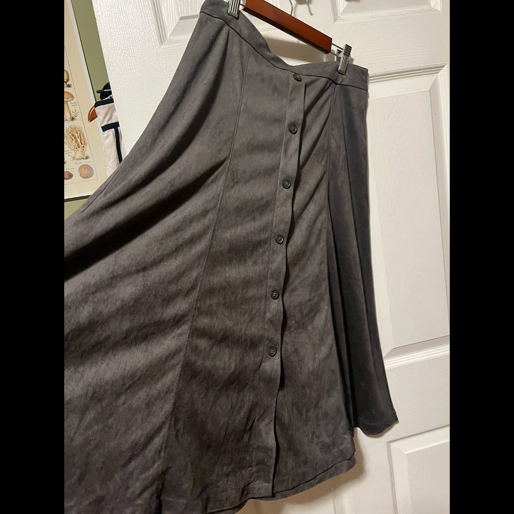 NWT Banana Republic faux suede button grey midi skirt vegan 4